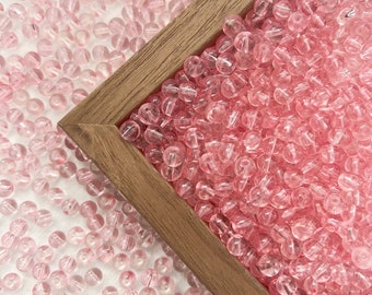 6mm Pink Glass Beads Round Beads Loose beads Clear Transparent Beads Jewelry Making Bead Bracelet, R-6091