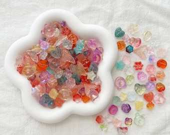 Assorted Glass Charms Bulk Mixed Size Colour and Theme Charms Spacer Beads Flower Heart Star Jewelry Making Supply