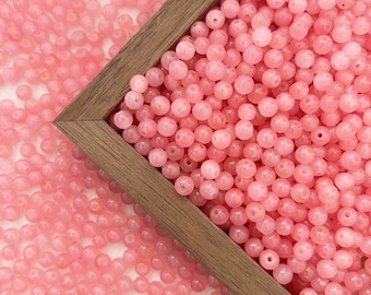 6mm Pink Glass Beads Round Beads Loose beads Jewelry Making Bead Bracelet, R-6042