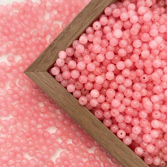 6mm Pink Glass Beads Round Beads Loose Beads Jewelry Making Bead