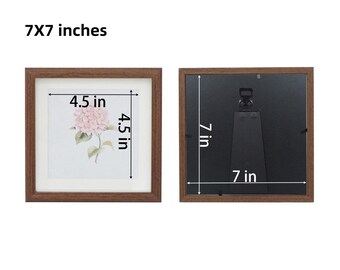 Naeutop 6x6 Wooden Shadow Box Frame Set Of 2 - With 5x5 Mat & Real Glass, Walnut, Tabletop Or Wall - View #7