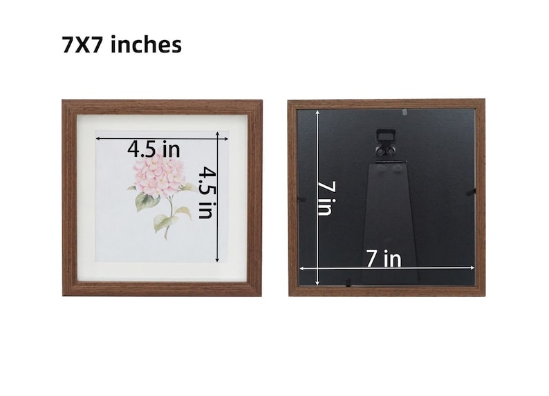 9x9 8x8 6x6 7x7 5x5 Square Wood Picture Frame with Mat Photo frame for Wall and Desktop Display Glass Front image 8