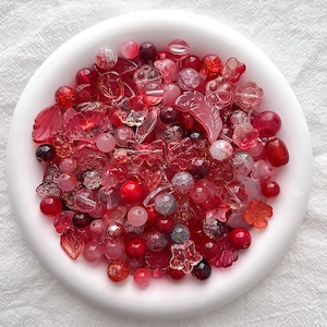 Assortiment de breloques en perles de verre rouges, perles craquelées polies multicolores, breloques pour bijoux, bracelets, breloques en verre, paquet de perles