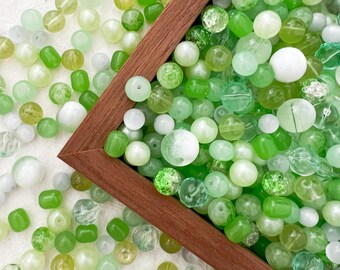 Assorted Green Glass Beads 8mm 10mm 12mm Multi-Colour Polished Crackled Beads Loose Beads Crystal Beads Pack