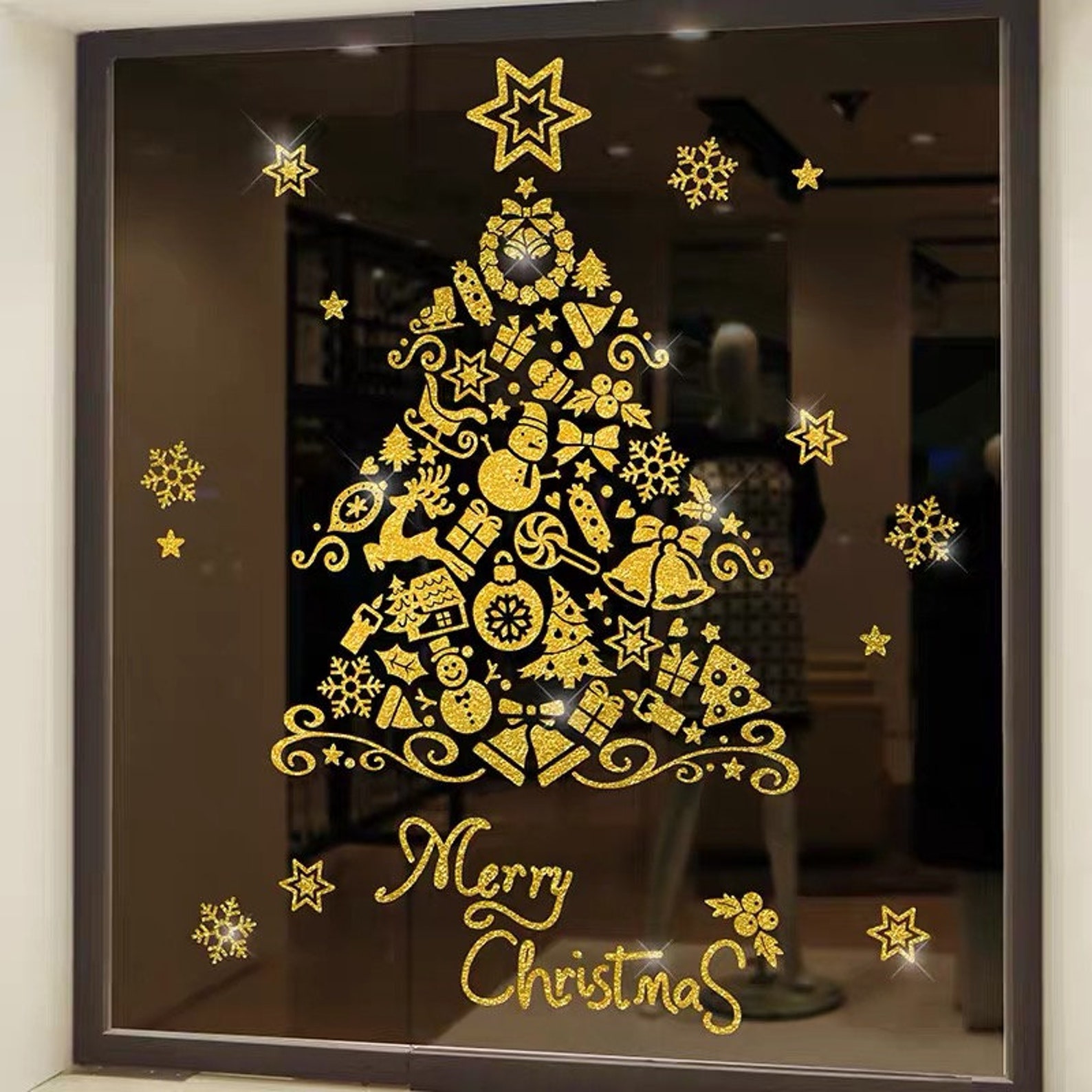 Christmas tree decal wall decal glass decal window decal Etsy