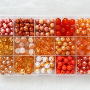 Assorted Orange Glasperlen 8 mm 10 mm Bunt Poliert Crackled Perlen Einzelperlen Kristallperlen Pack