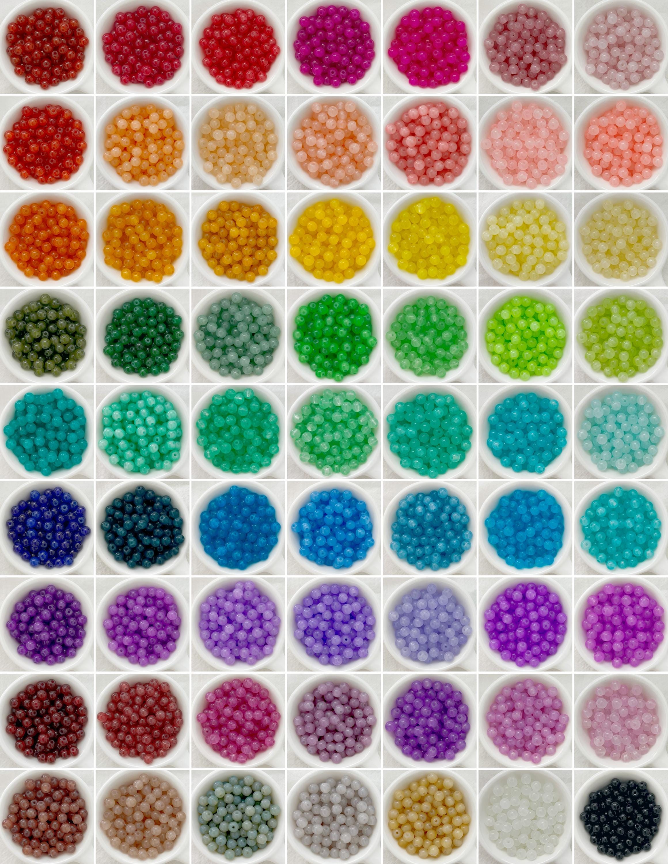 Perles de verre de 6 mm Perles rondes polies multicolores Perles en vrac Perles de cristal Bracelets Perles