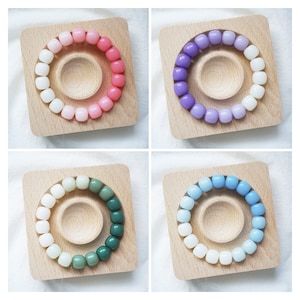 Pink Green Blue Purple Beads Bracelet, Colour Gradient Bracelets, Multicolour Beads Bracelet, Stretch Bracelet