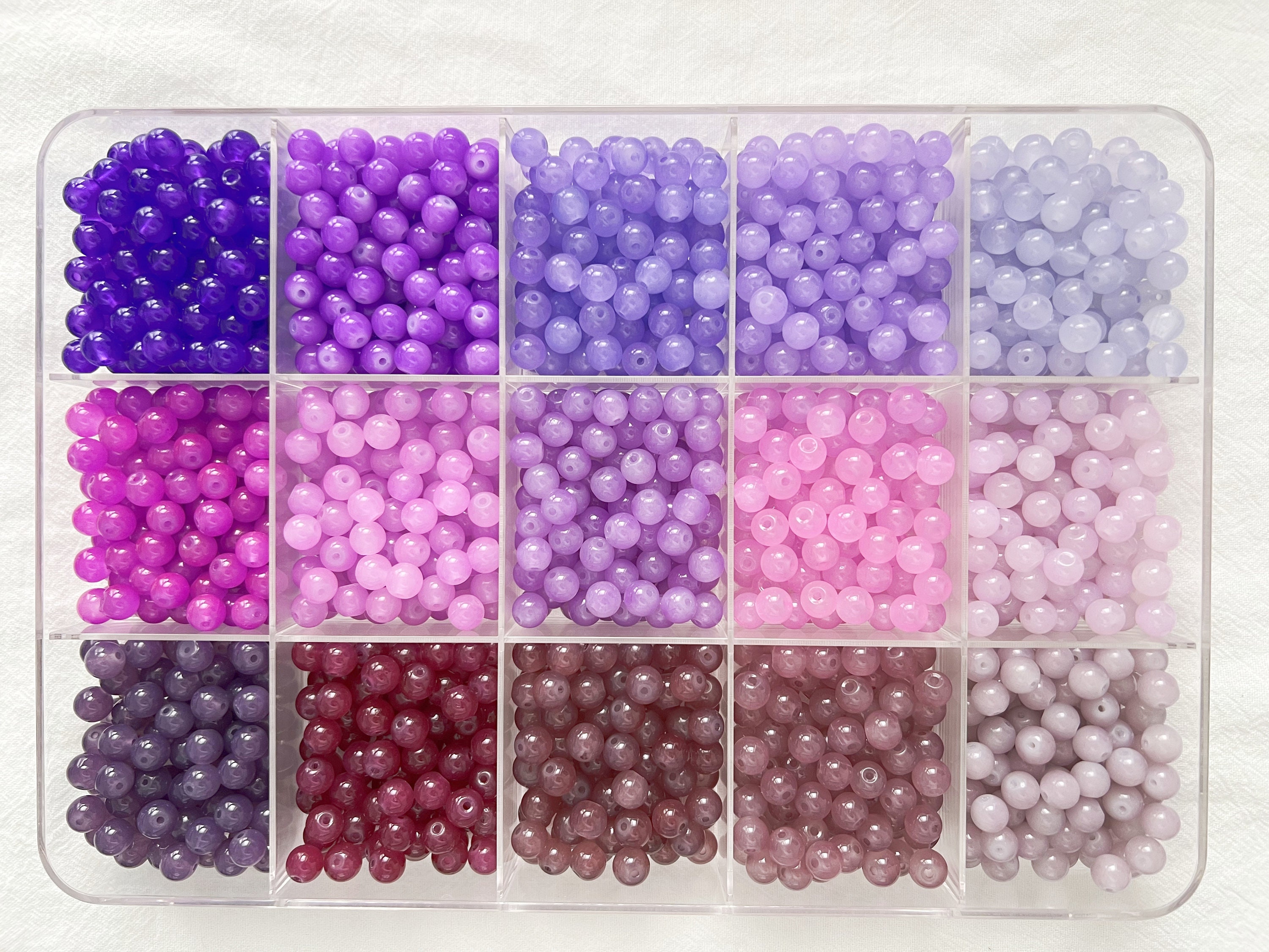 Assorted 8mm Purple Glass Beads Multi-Colour Polished Beads Loose Beads Crystal Beads Pack