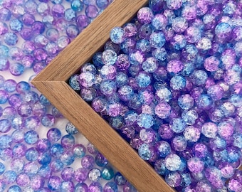 ZHFMLY Lot De 1050 Perles Rondes En Verre Craquelé Faites à La