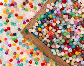 Assorted 6mm Glass Beads Multi-Colour Polished Beads Loose Beads Crystal Beads Pack