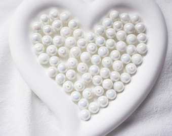 6mm 8mm 10mm 12mm White Glass Beads, Round Beads, Loose beads, Jewelry Making Bead Bracelet