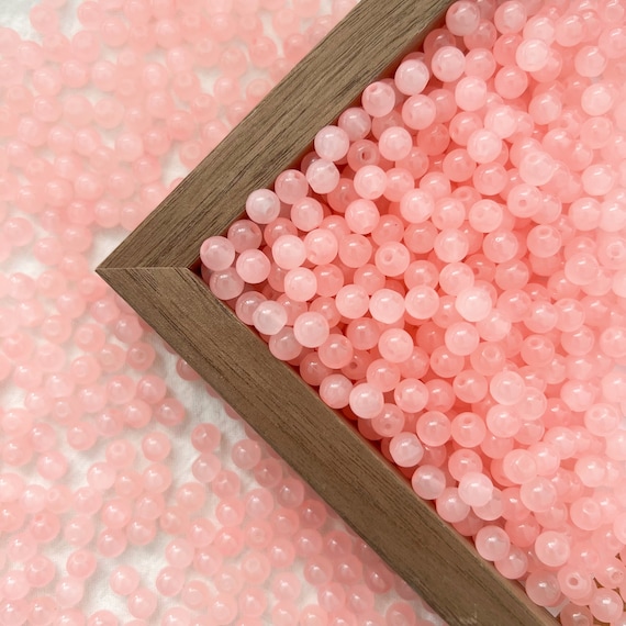 6mm Pink Glass Beads Round Beads Loose Beads Jewelry Making Bead