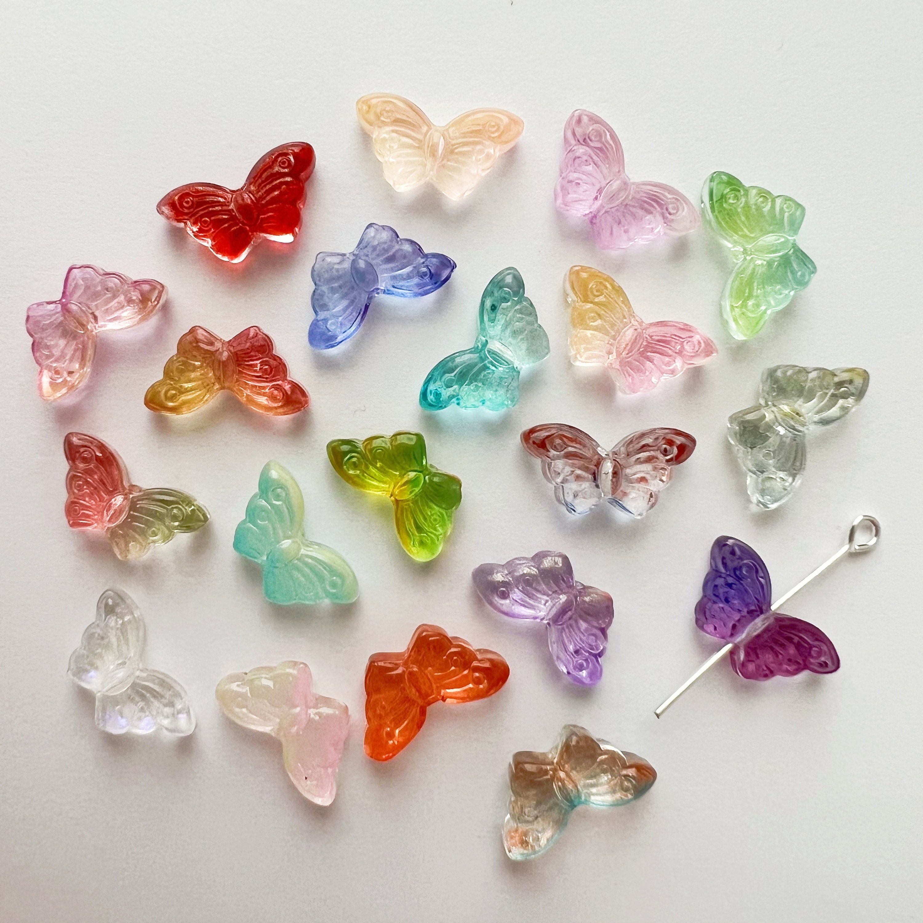 Clear Aurora Borealis Glass Butterfly Beads by Bead Landing™, 15mm 