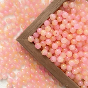 8mm Glass Beads Round Jelly Beads Pink Yellow Double Colour Beads Loose beads Jewelry Making Bead Bracelet, R-8012