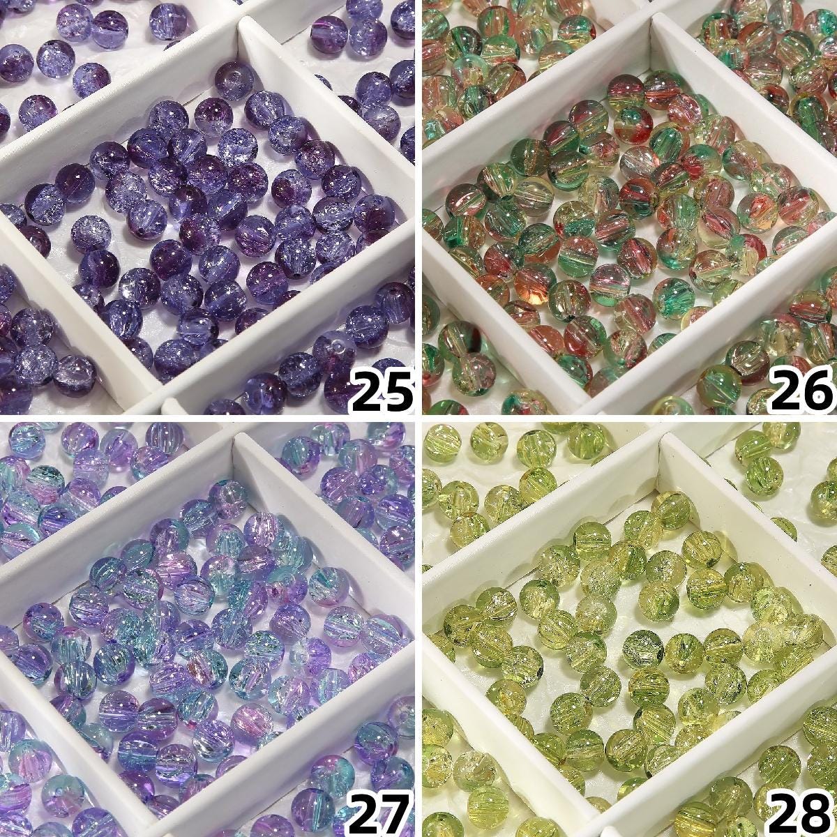 Lot De 10 Perles De Verre Irisées Montées En Pampille - Pour Création Bijoux, DIY, Déco, Origine Inde