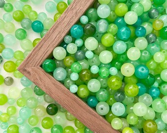 青色のガラスビーズ各種 6mm 8mm 10mm 研磨済みビーズ ルースビーズ