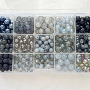 Assorted Black Glass Beads 8mm 10mm Multi-Colour Polished Crackled Beads Loose Beads Crystal Beads Pack