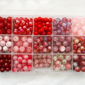 Assorted Red Glass Beads 8mm 10mm Multi-Colour Polished Crackled Beads Loose Beads Crystal Beads Pack