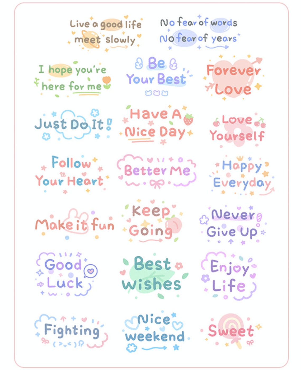 20pcs Text Stickers Words Stickers Phrase Stickers Planner Etsy