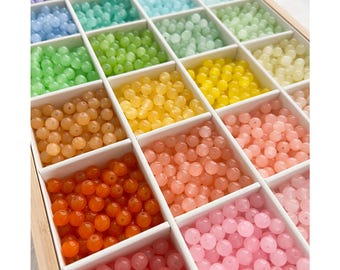 8mm Rainbow Colour Glass Beads Pastel Candy Color Round Crystal Beads Jewelry Making Supplies