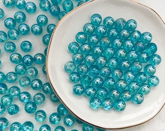 10mm Glass Beads Round Clear Beads Blue Shinning Beads Loose beads Jewelry Making Bead Bracelet, R-10427