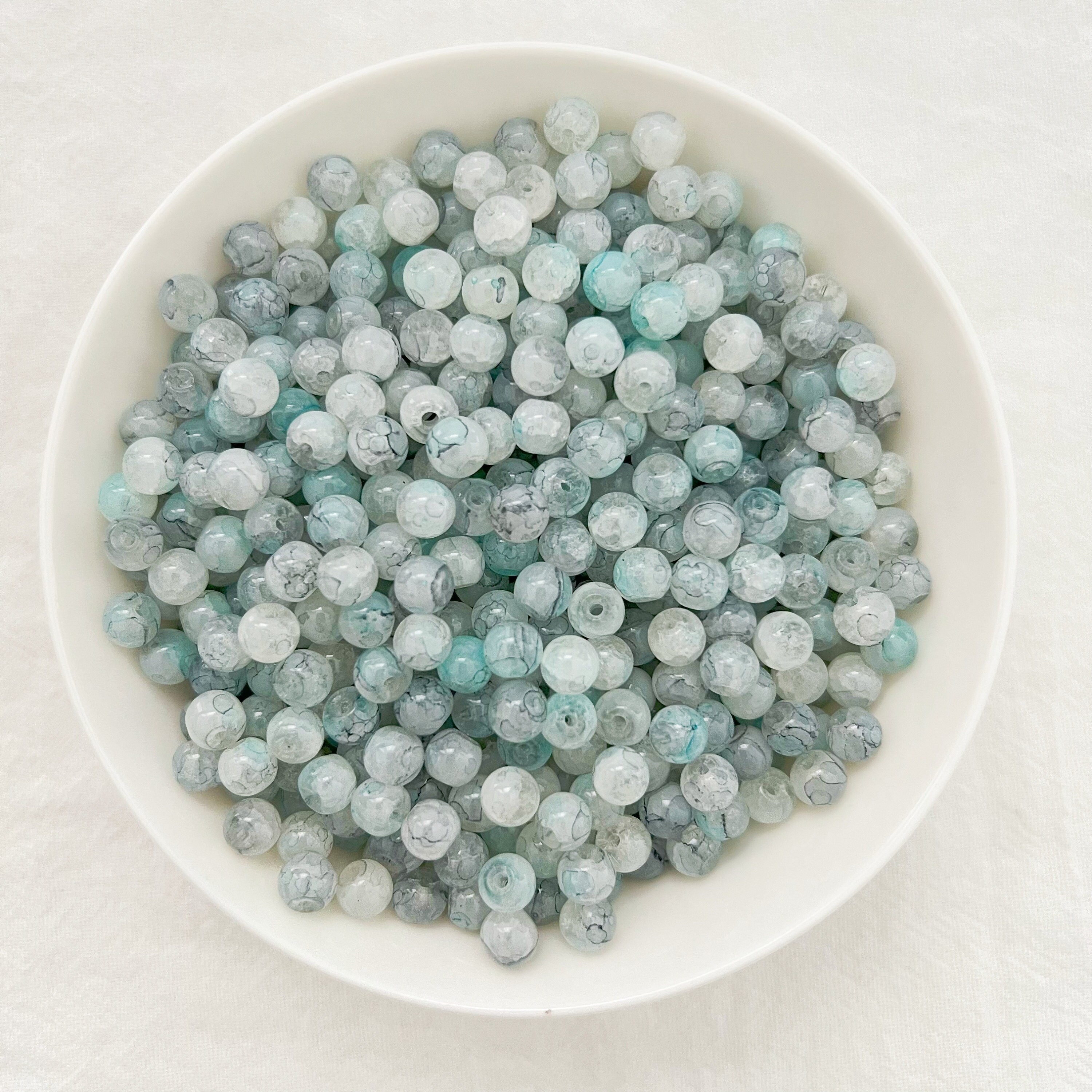200 pezzi perline di vetro screpolate, 10 colori 8 mm colorate perle di massa naturali, perline di crepe rotonde per bracciale collana orecchini