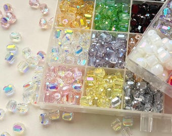 8mm Faceted Crystal Glass Beads, Sparkling Barrel Beads for Jewelry Making, DIY Bracelet Necklace Phone Charm Craft Supplies