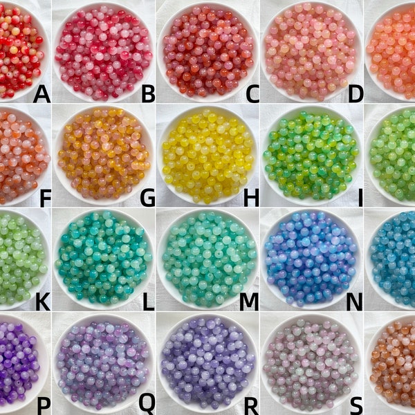 8mm Double Colour Glass Beads, Multi-Colour Polished Round Beads, Loose Beads, Crystal Beads, Bracelets Beads, Jewelry Making Supply