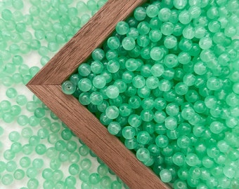 6mm Green Glass Beads Round Beads Loose Clear beads Jewelry Making Bead Bracelet, R-6052