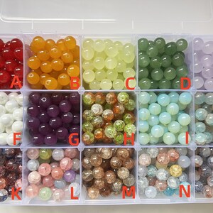 12mm Glass Beads Multi-Colour Polished Round Beads Crackled Loose Beads Crystal Beads, 30pcs