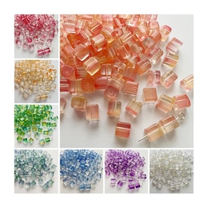 40 pezzi 6 mm perline di vetro quadrate perline sciolte perline distanziatrici per la creazione di gioielli braccialetti di perline