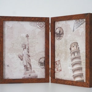 4X6 5x7 Hinged Picture Frame Double-Sided Photo Frame For 4 Pictures 4X6 5x7 Wooden Picture Frame With Glass