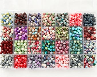6mm Glass Beads Multi-Colour Polished Round Beads Loose Beads Crystal Beads Bracelets Beads