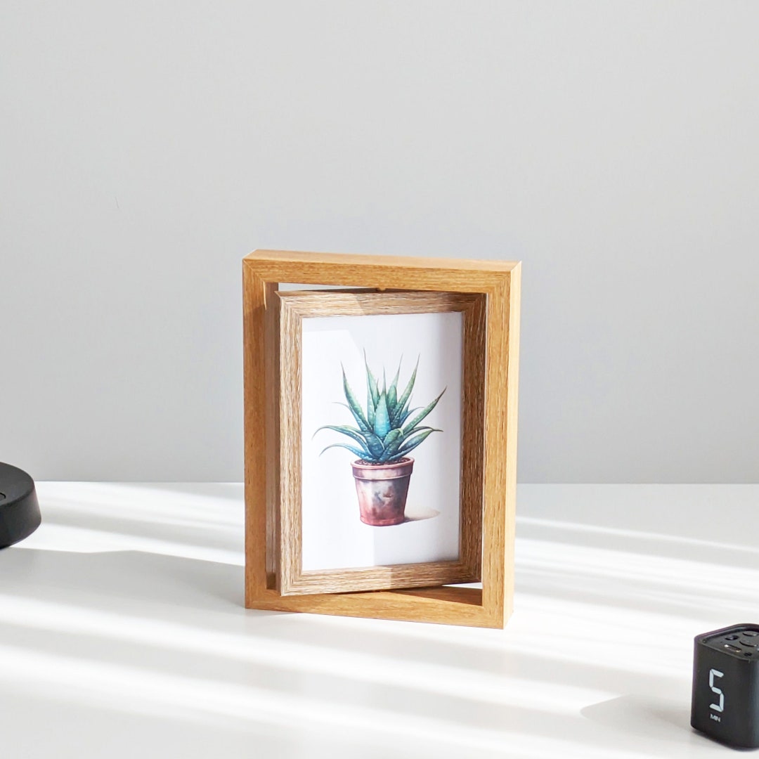 Reversible Photo Frame 4x6, 5x7 Spinning Wooden Picture Frame, Double-sided Photo Frame for ...