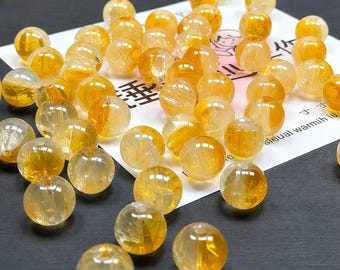 10mm Yellow Crackled Glass Beads Loose beads Jewelry Making Supply, R-10927