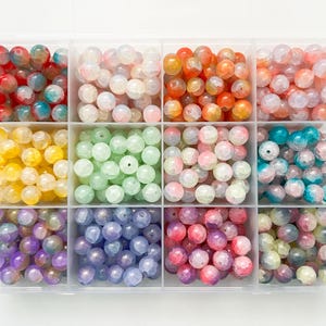 Surtido de cuentas de vidrio de 10 mm, multicolor, pulidas y agrietadas, cuentas sueltas, paquete de cuentas de cristal.