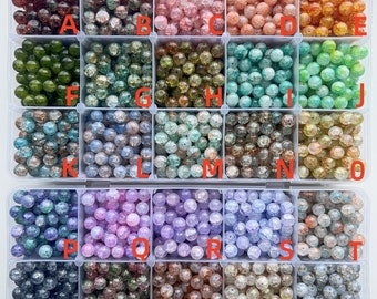 10mm Glass Beads Multi-Colour Polished Round Crackled Beads Loose Beads Crystal Beads Bracelets Beads