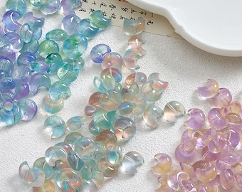 15mm Multicolour Glass Moon Spacer Beads Charms Bracelets Jewelry Making Supply