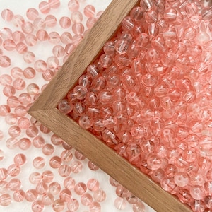 8mm Glass Beads Round Beads Pink Transparent Clear Beads Loose beads Jewelry Making Bead Bracelet, R-8319