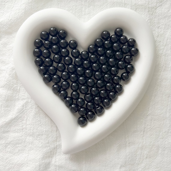 Lot De 10 Perles En Verre Rondes 5mm – Noir – Pour Création De Bijoux DIY – PV123