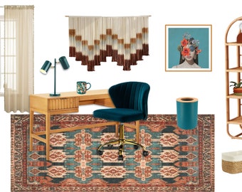 Boho Office / Diseño de interiores online / Servicio de diseño de interiores personalizado / e-Design / Diseño virtual