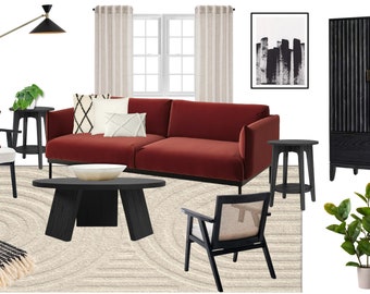 Salón de Líneas Modernas / Diseño de Interiores Online / Servicio de Diseño de Interiores a medida / e-Design / Diseño Virtual