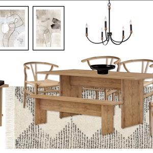 Neutral Chic Dining Room | Online Interior Design | Custom Interior Design Service | e-Design | Virtual Design