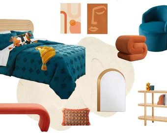 Dormitorio moderno y moderno / Diseño de interiores en línea / Servicio de diseño de interiores personalizado / Diseño electrónico / Diseño virtual