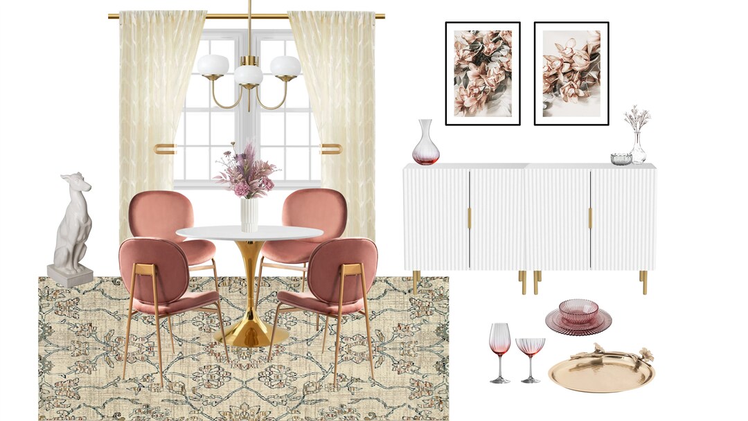 Blush Dining Room | Online Interior Design | Custom Interior Design ...