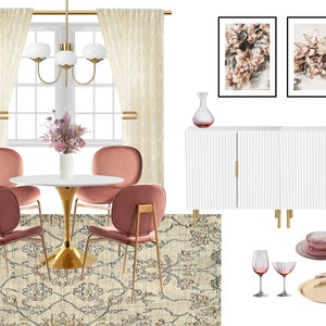 Blush Dining Room | Online Interior Design | Custom Interior Design Service | e-Design | Virtual Design