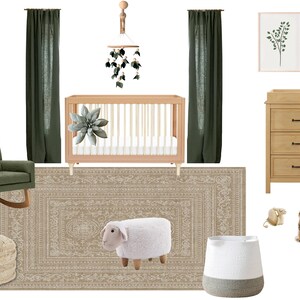 Neutral Green Nursery | Online Interior Design | Custom Interior Design Service | e-Design | Virtual Design