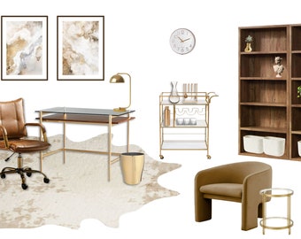 Oficina Champagne Chic / Diseño de interiores online / Servicio de diseño de interiores personalizado / Diseño electrónico / Diseño virtual