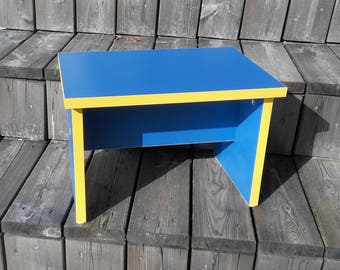 Handmade stool, ministool footstool, stepstool, bench, kids stool, kids furniture, stool for kids, plywood furniture, blue/yellow, wood